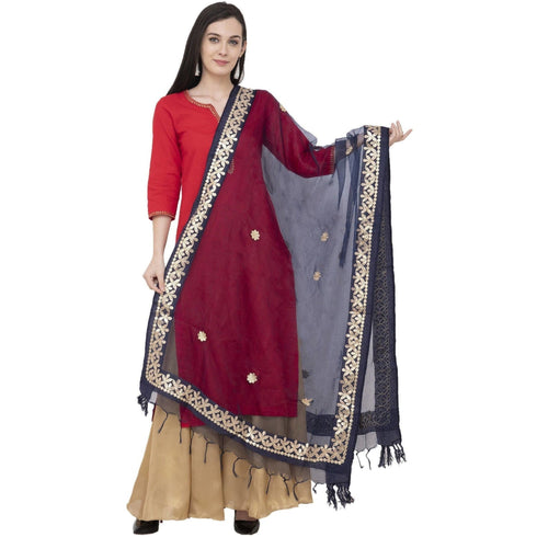 A R Silk Orgenza Gota patti Fancy Dupatta Color Navy Dupatta or Chunni